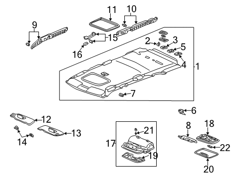 2002 Honda CR-V Interior Trim - Roof Lens Diagram for 83251-S84-A01