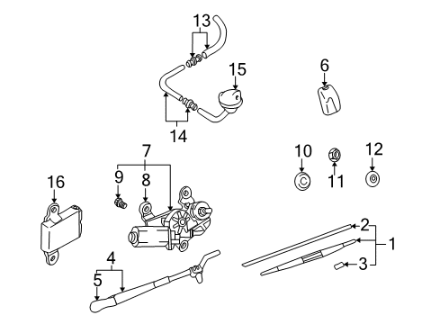 2004 Hyundai Santa Fe Wiper & Washer Components Windshield Wiper Motor Assembly Diagram for 98110-26200