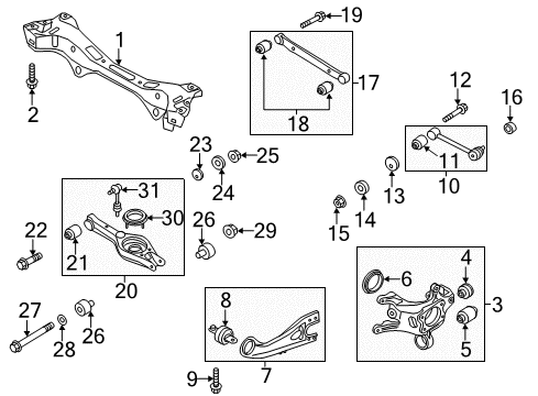 2013 Kia Sportage Rear Suspension Components, Lower Control Arm, Stabilizer Bar Cover-Tone Wheel LH Diagram for 582073K000