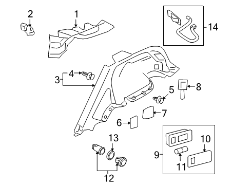 2010 Infiniti FX35 Interior Trim - Quarter Panels Garnish-Rear Pillar, RH Diagram for 76934-1CA0A