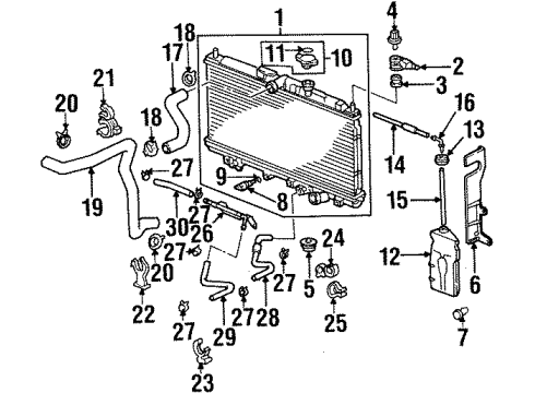 1999 Honda Prelude Radiator & Components Hose, Reserve Tank Diagram for 19104-P5M-000