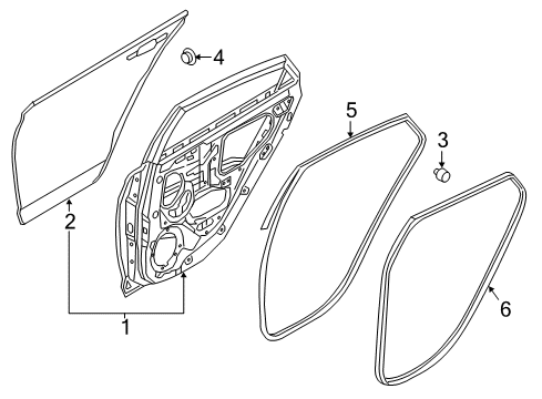 2020 Hyundai Accent Rear Door Weatherstrip-Rear Door Body Side LH Diagram for 83110-J0000