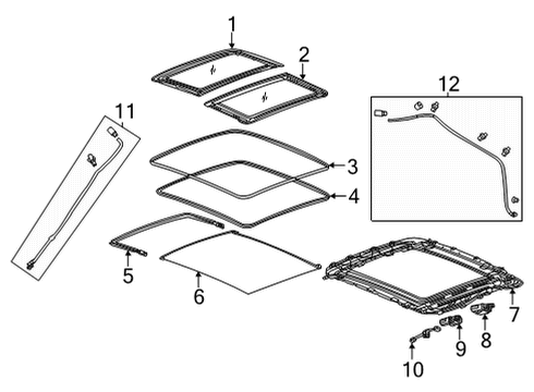 2021 Chevrolet Trailblazer Sunroof Sunroof Frame Diagram for 42746079