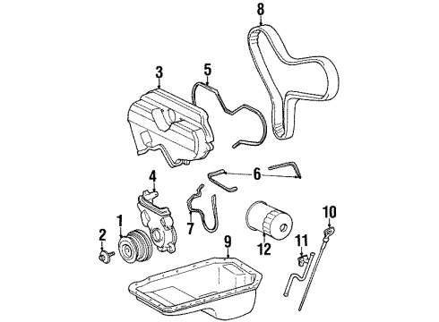 1997 Toyota T100 Engine Parts, Mounts, Cylinder Head & Valves, Camshaft & Timing, Oil Pan, Oil Pump, Balance Shafts, Crankshaft & Bearings, Pistons, Rings & Bearings Dipstick Tube Diagram for 11452-62060