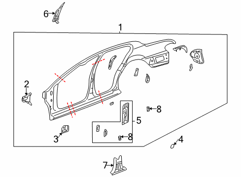 2000 Buick LeSabre Uniside Uniside Assembly Extension Diagram for 25666434