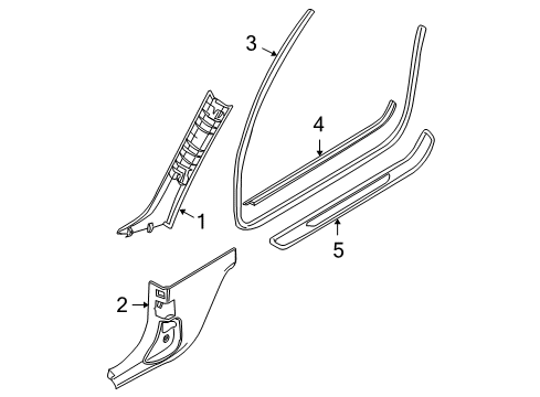 2011 BMW 335i Interior Trim - Pillars, Rocker & Floor Cover, Column A Left Diagram for 51437129311