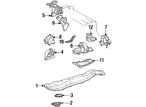 1993 Toyota Corolla Engine & Trans Mounting Stay, Engine Mounting, LH Diagram for 12318-15040