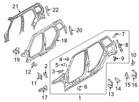 2022 Mini Cooper Clubman Uniside Moulded Part For Wheel Housing Supp., Front Diagram for 41007320735