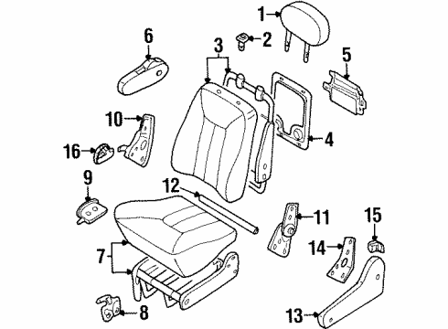 1997 Nissan Quest Rear Seat Components Cup Holder Assembly Diagram for 88337-1B000