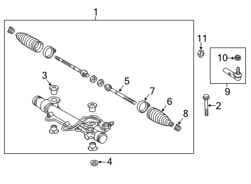 2016 Toyota Tacoma Steering Column & Wheel, Steering Gear & Linkage Inner Tie Rod Diagram for 45503-09550