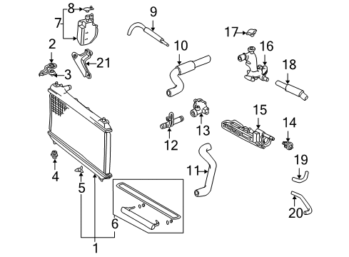 2003 Toyota Sienna Radiator & Components Radiator Assembly Diagram for 16400-0A210