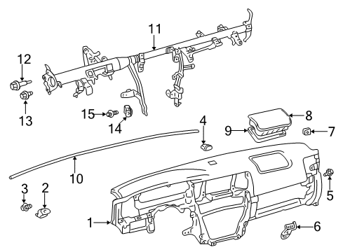 2003 Toyota 4Runner Cluster & Switches, Instrument Panel Instrument Panel Center Bracket Diagram for 55308-35030