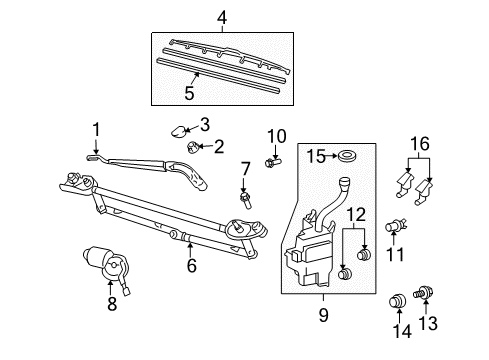 2006 Toyota Highlander Wiper & Washer Components Washer Reservoir Diagram for 85315-48130