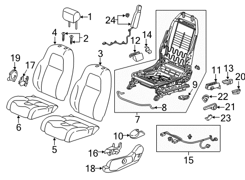 2017 Honda CR-V Driver Seat Components Pad, L. FR. Seat-Back Diagram for 81527-TLA-A01