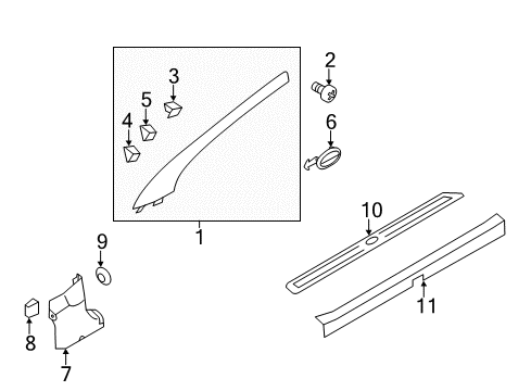 2013 Kia Forte Koup Interior Trim - Pillars, Rocker & Floor Trim Assembly-Front Pillar Diagram for 858201M6008O