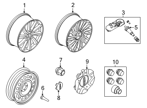 2021 Lincoln Corsair Wheels Center Cap Diagram for JP5Z-1130-A