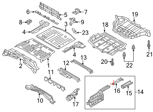 2015 Nissan Leaf Rear Body - Floor & Rails Extension-Rear Floor, Front Diagram for G4515-3NFMA