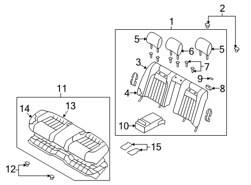 2012 Hyundai Genesis Rear Seat Components Cushion Assembly-Rear Seat Diagram for 89100-3M711-RHX