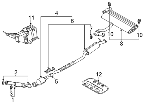 2022 Kia Seltos Exhaust Components Rear Muffler Assembly Diagram for 28710Q5150