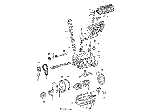 1986 Chevrolet G20 Engine Parts, Mounts, Cylinder Head & Valves, Camshaft & Timing, Oil Pan, Oil Pump, Crankshaft & Bearings, Pistons, Rings & Bearings Pulley Asm-Crankshaft Diagram for 15592128