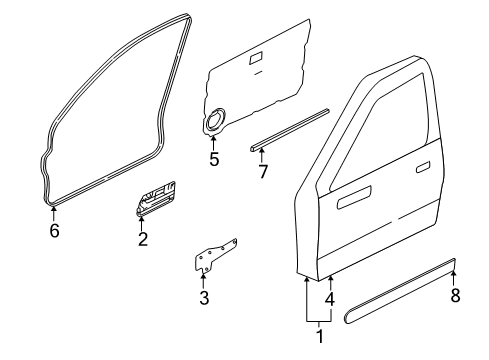 2003 Nissan Xterra Front Door & Components, Exterior Trim Side MOULDING-Fender Diagram for 80870-7Z500