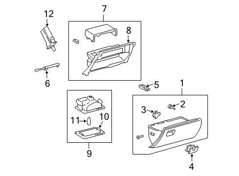 2004 Lexus GX470 Glove Box Lock Handle Diagram for 55506-60010-A0