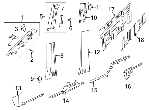 2022 Ram 1500 Interior Trim - Cab Panel-C Pillar Diagram for 6BN38HL1AB