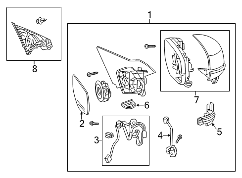 2017 Honda Accord Outside Mirrors Mirror Assembly, Passenger Side Door (Lunar Silver Metallic) (R.C.) Diagram for 76200-T2G-L01ZE