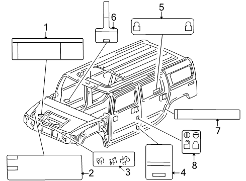 2003 Hummer H2 Information Labels Info Label Diagram for 15172309