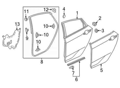 2022 Honda Civic Door & Components SEAL, RR- DR (LOWER) Diagram for 72828-T20-A01