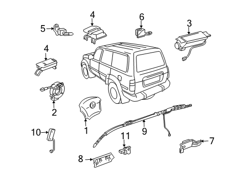 2003 Toyota Land Cruiser Air Bag Components Sensor, Air Bag, Rear RH Diagram for 89833-60030