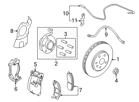 2011 Cadillac CTS Front Brakes Caliper Diagram for 25912967