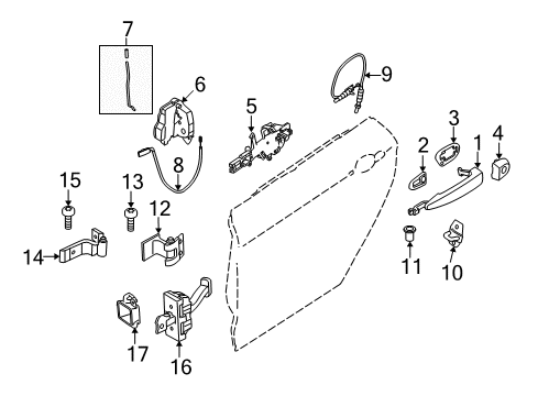 2016 BMW 328i GT xDrive Rear Door Operating Rod, Door Rear Left Diagram for 51227291415