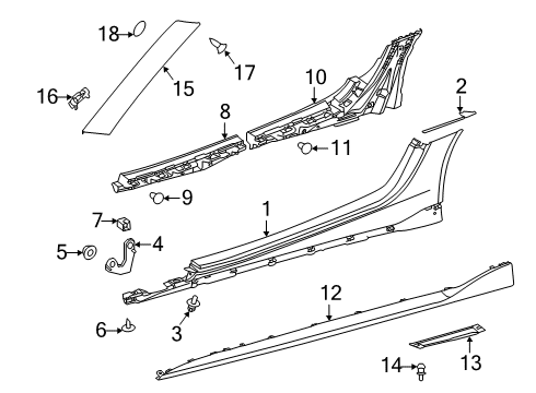 2021 Toyota GR Supra Exterior Trim - Pillars Pillar Molding Diagram for 75756-WAA01