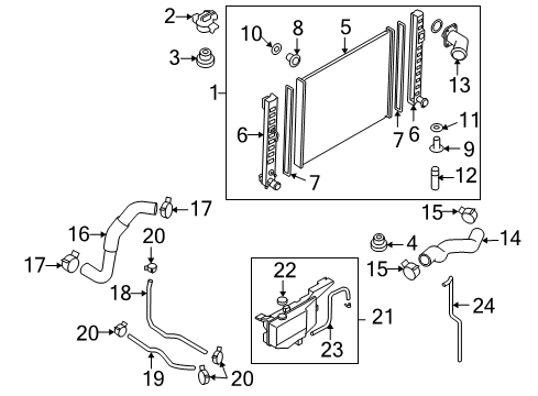 2011 Infiniti FX35 Radiator & Components Hose-Radiator Reserve Tank Diagram for 21742-1BA0A