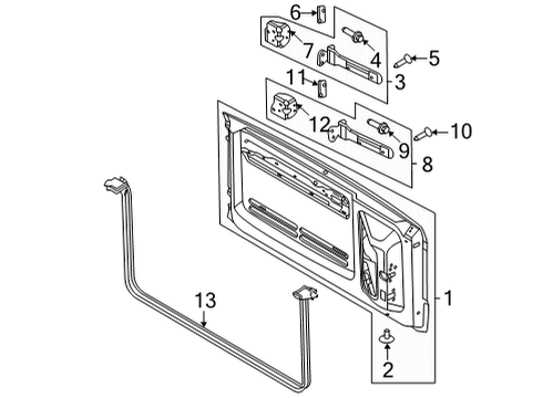 2021 Ford Bronco Tail Gate Upper Hinge Bumper Diagram for -W721479-S300