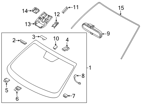 2020 Hyundai Tucson Windshield Glass, Reveal Moldings Sensor-Automatic Defog Diagram for 97257-C5000