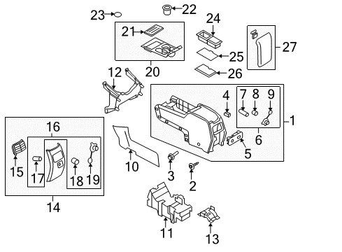 2010 Ford Edge Front Console Ashtray Assembly Diagram for F8CZ-5404788-BAA