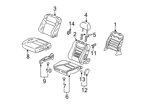 2007 Honda Accord Front Seat Components Cover, Left Front Cushion Trim (Graphite Black) Diagram for 81531-SDN-A12ZA