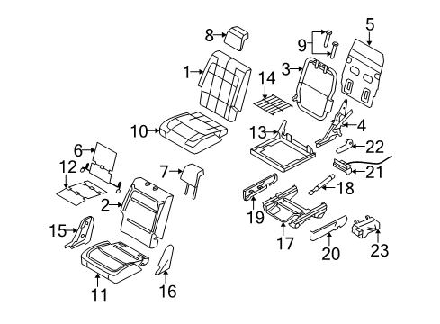 2010 Ford Flex Second Row Seats Seat Cushion Pad Diagram for 8A8Z-7463840-G