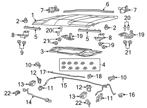 2021 Jeep Renegade Hood & Components Handle-Inside Release Diagram for 68350522AA