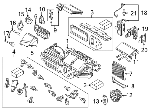2016 BMW i8 A/C & Heater Control Units Set Mounting Parts Diagram for 64119210760