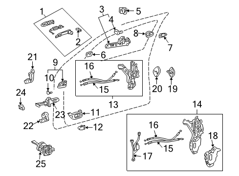 2006 Lexus LS430 Front Door Front Door Outside Handle Frame Sub-Assembly, Right Diagram for 69201-50011
