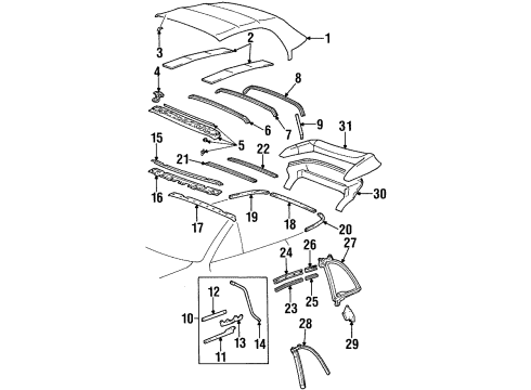 1997 Toyota Paseo Top Cover & Components Top Cover Diagram for 65911-0W020