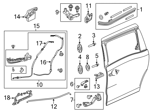2020 Honda Odyssey Door Hardware Cess Assy., L. Slide Door (Manual) Diagram for 72584-THR-A01