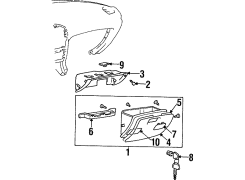 1998 Hyundai Tiburon Glove Box Hinge Assembly-Glove Box Housing Diagram for 84525-27000