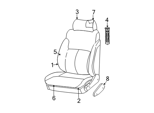 2001 Dodge Neon Front Seat Components Front Seat Cushion Diagram for SL901L5AA