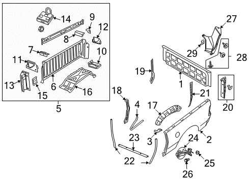 2012 Ram 1500 Front & Side Panels REINFMNT-Side Panel Diagram for 68046368AA