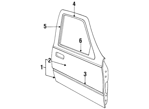 1989 Ford Tempo Front Door & Components, Exterior Trim Side Molding Diagram for E93Z5420878AA