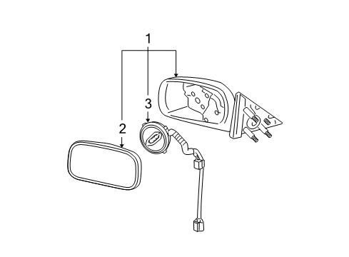 2007 Buick Lucerne Outside Mirrors Mirror Asm-Outside Rear View *Service Primer Diagram for 25822567